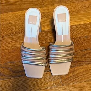 Dolce Vita Metallic and Tan Heeled Sandals